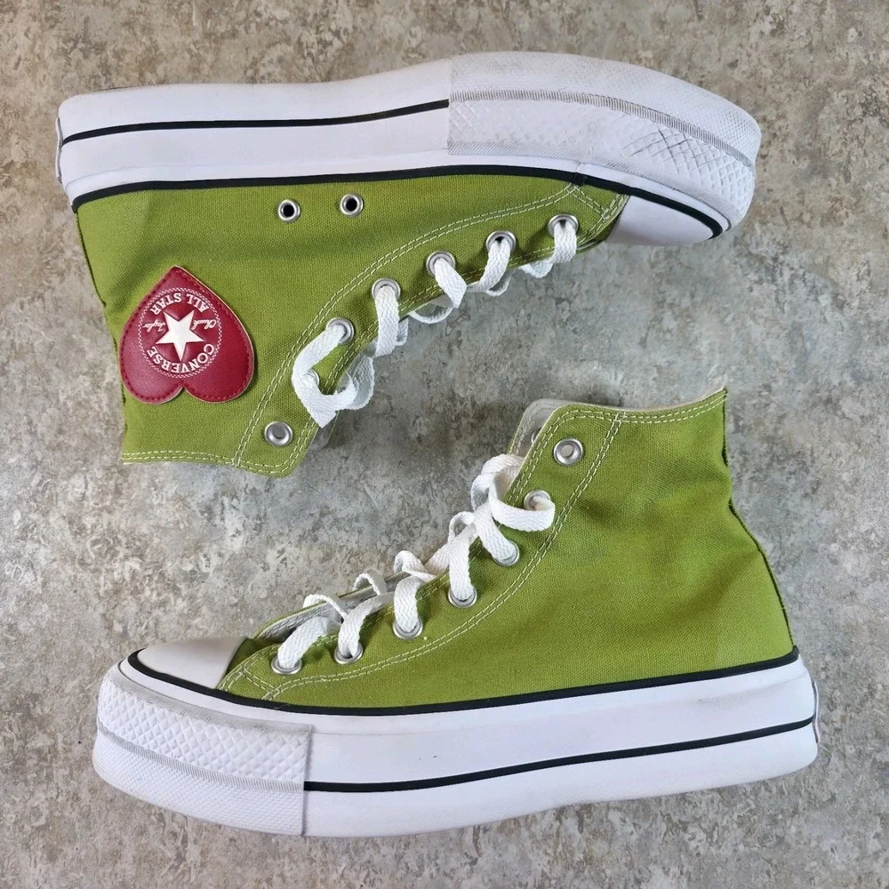 Converse Chuck Taylor All Star Platform Shoes Mens 7 / Womens 9 Lime Red Heart